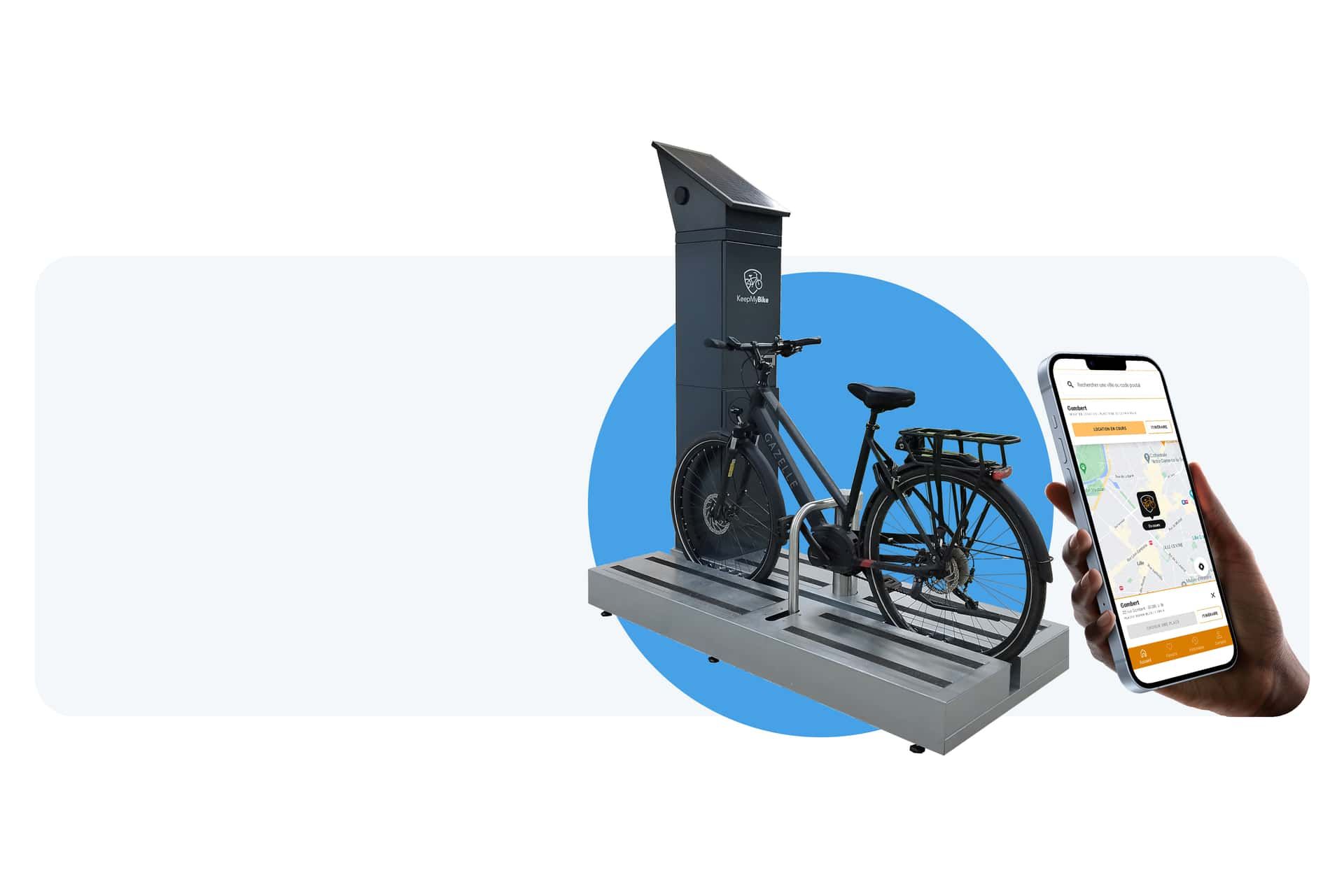 KeepMyBike stations sécurisées pour vélos, gérées depuis une application mobile.